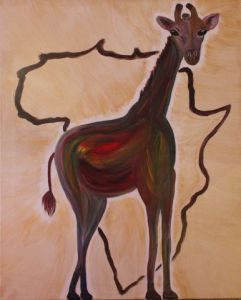Voir le détail de cette oeuvre: Girafe (Sophie) sur fond couleur or vieilli 